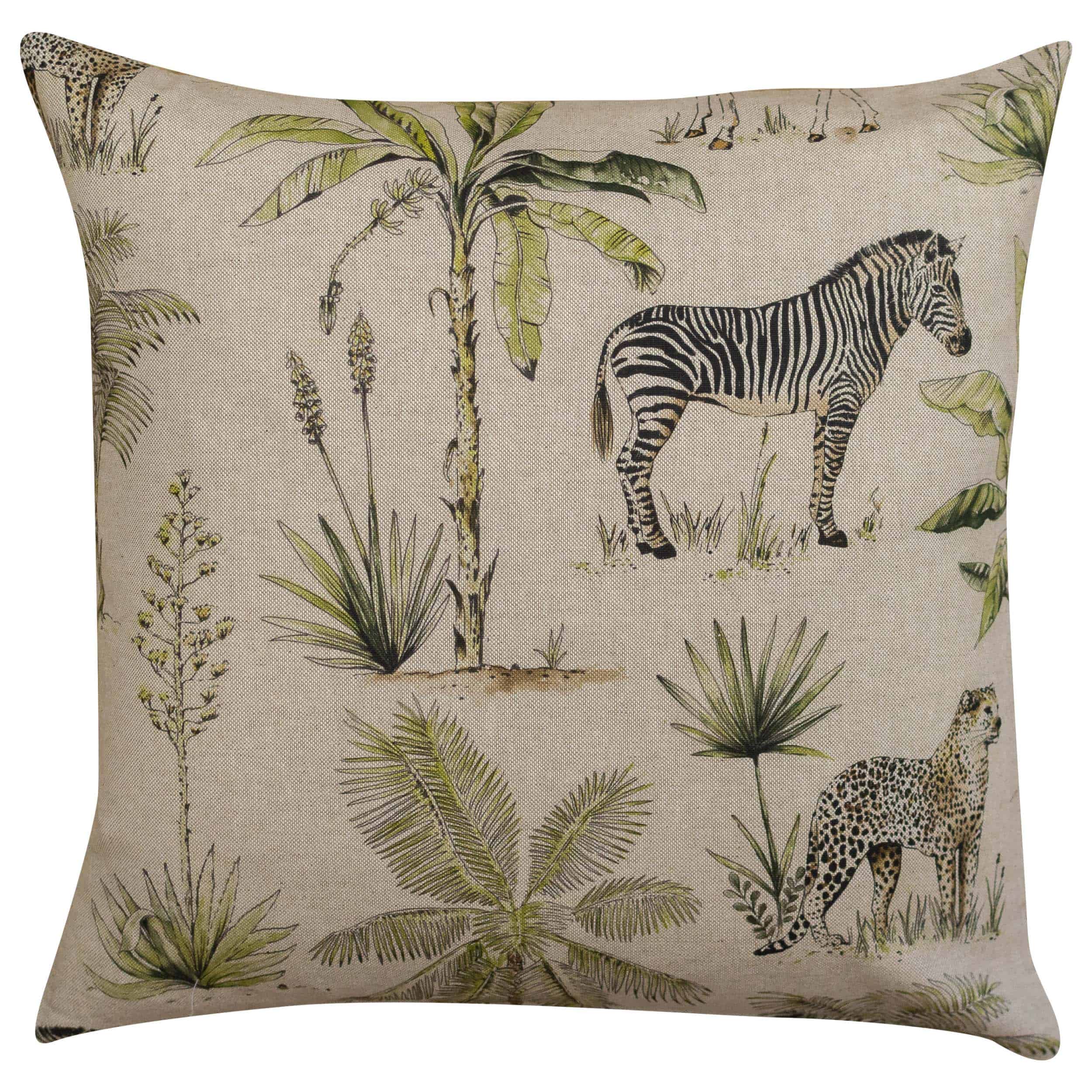 Vintage Linen Look Safari Print Cushion Linen Loft