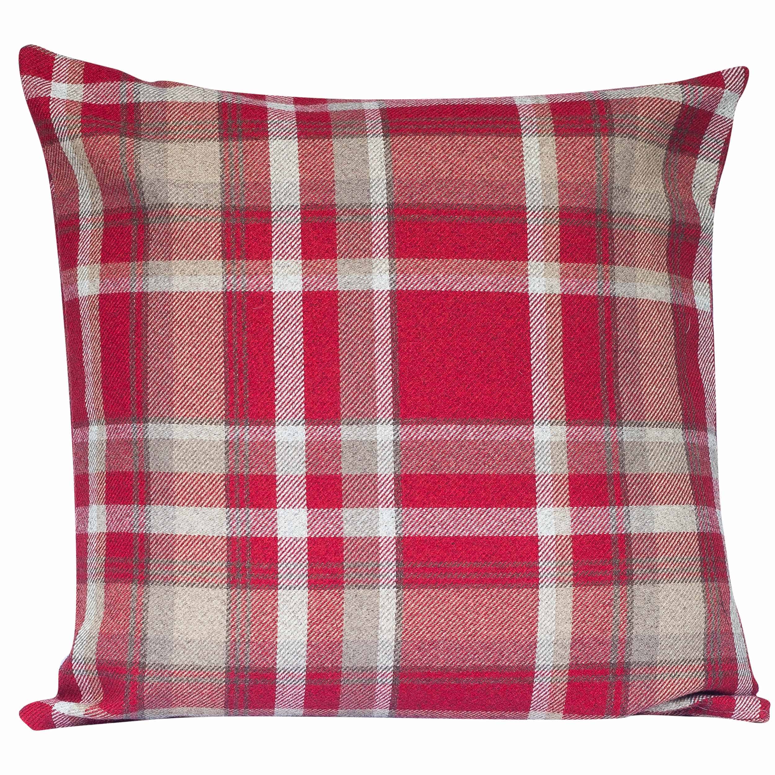 Tartan Check XL Cushion in Red Linen Loft