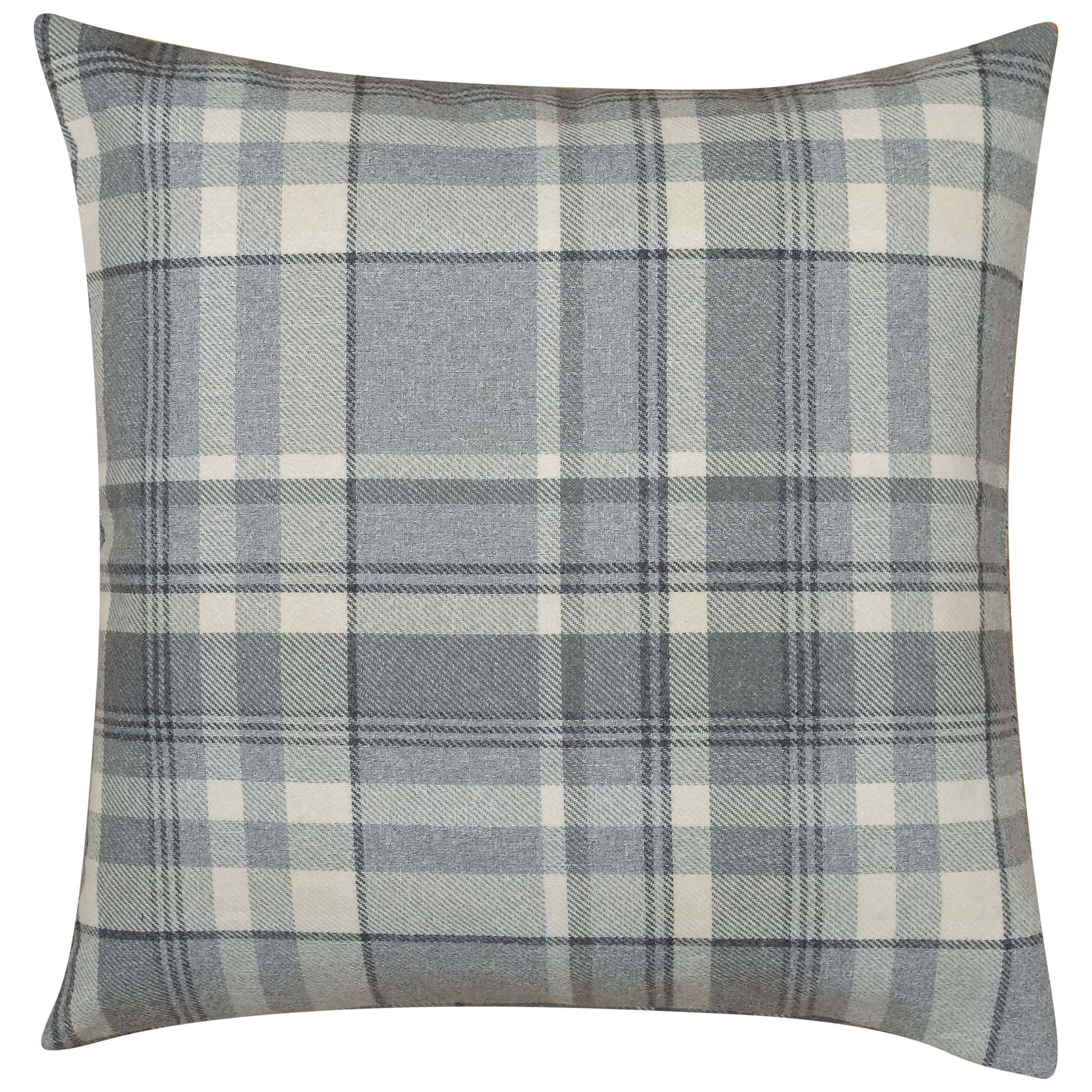 Tartan Check XL Cushion in Slate Grey Linen Loft