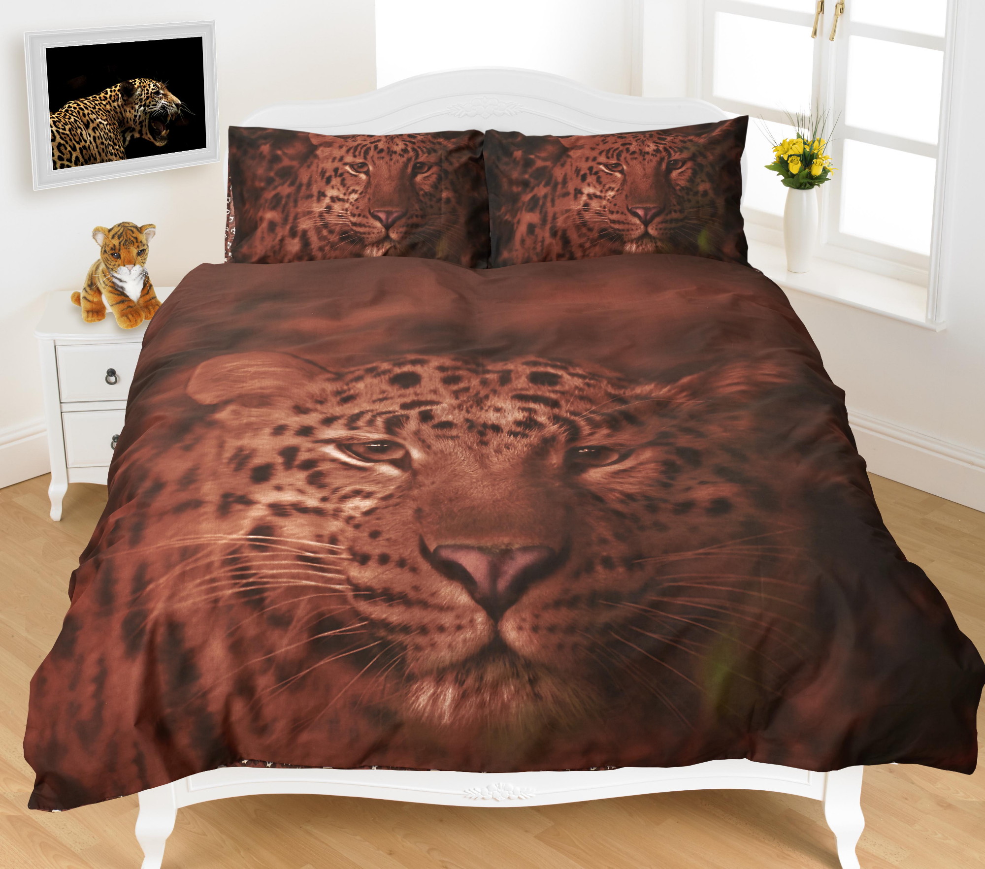 Animal Print Leopard 3D Effect Duvet Cover Multi Bedding Set Pillow