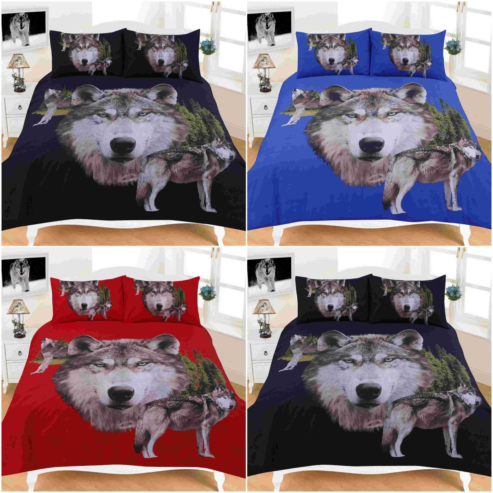 Animal wolves 3D Effecr Duvet Cover Bedding Set