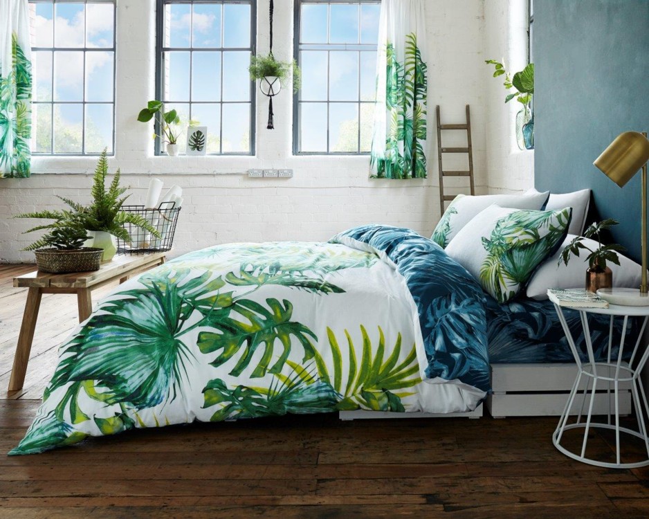Tropical Leaf Botanical Floral Modern Duvet Cover Bedding Quilt Set All