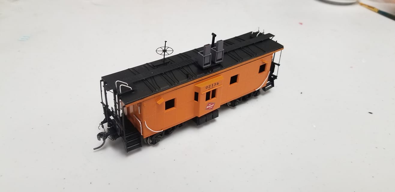 Milwaukee Road Thrall cabooseHO scale assembled 1970 era. 02134 with