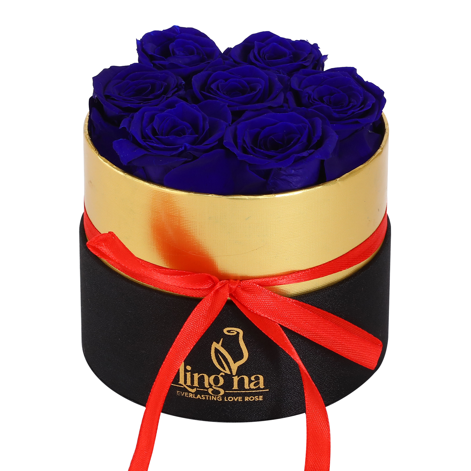 Classic 7 Preserved Roses Round Everlasting Rose Display