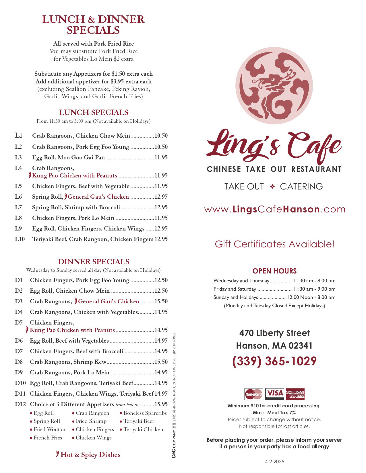 Ling's Cafe Hanson, Massachusetts