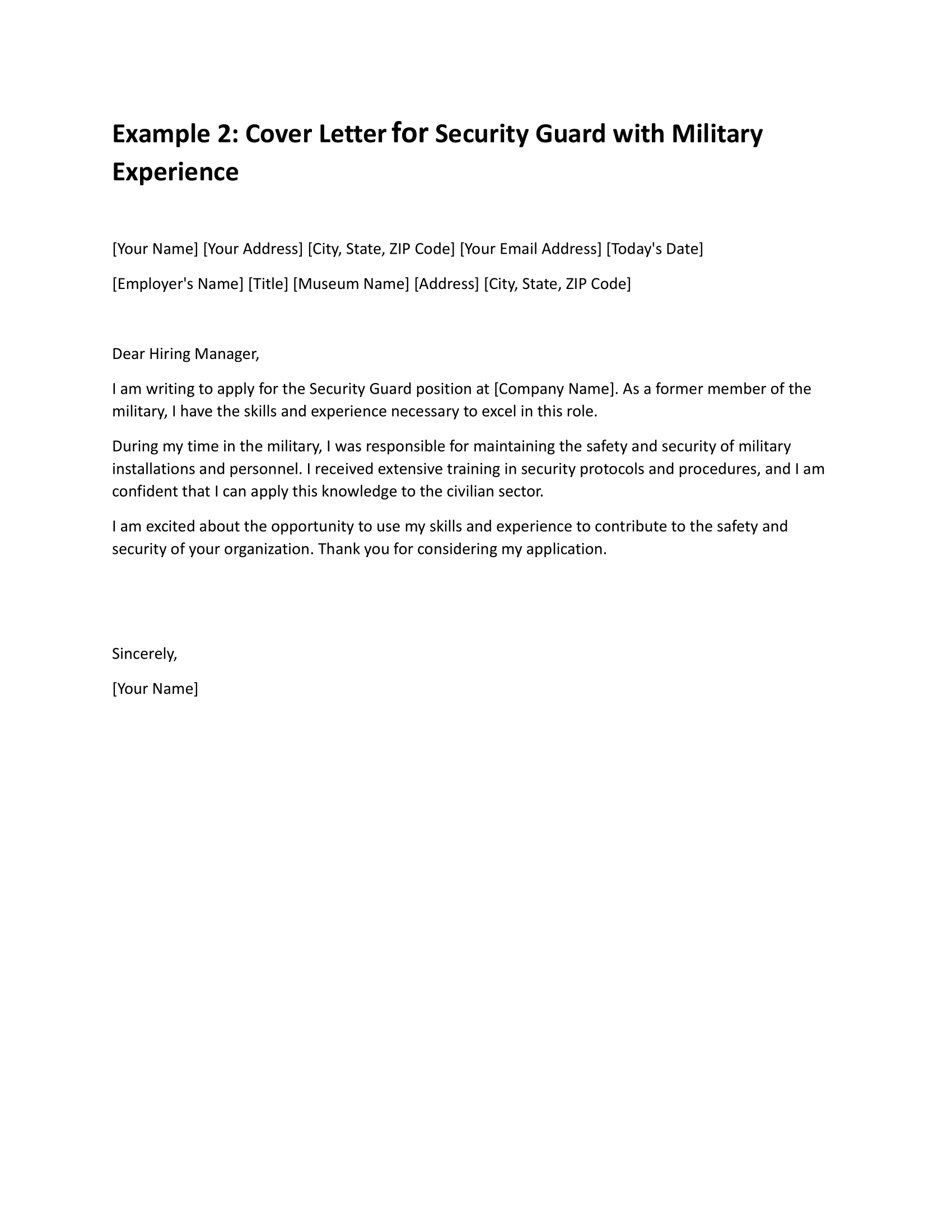Cover Letter Security Guard Job with No Experience Examples Linguablog