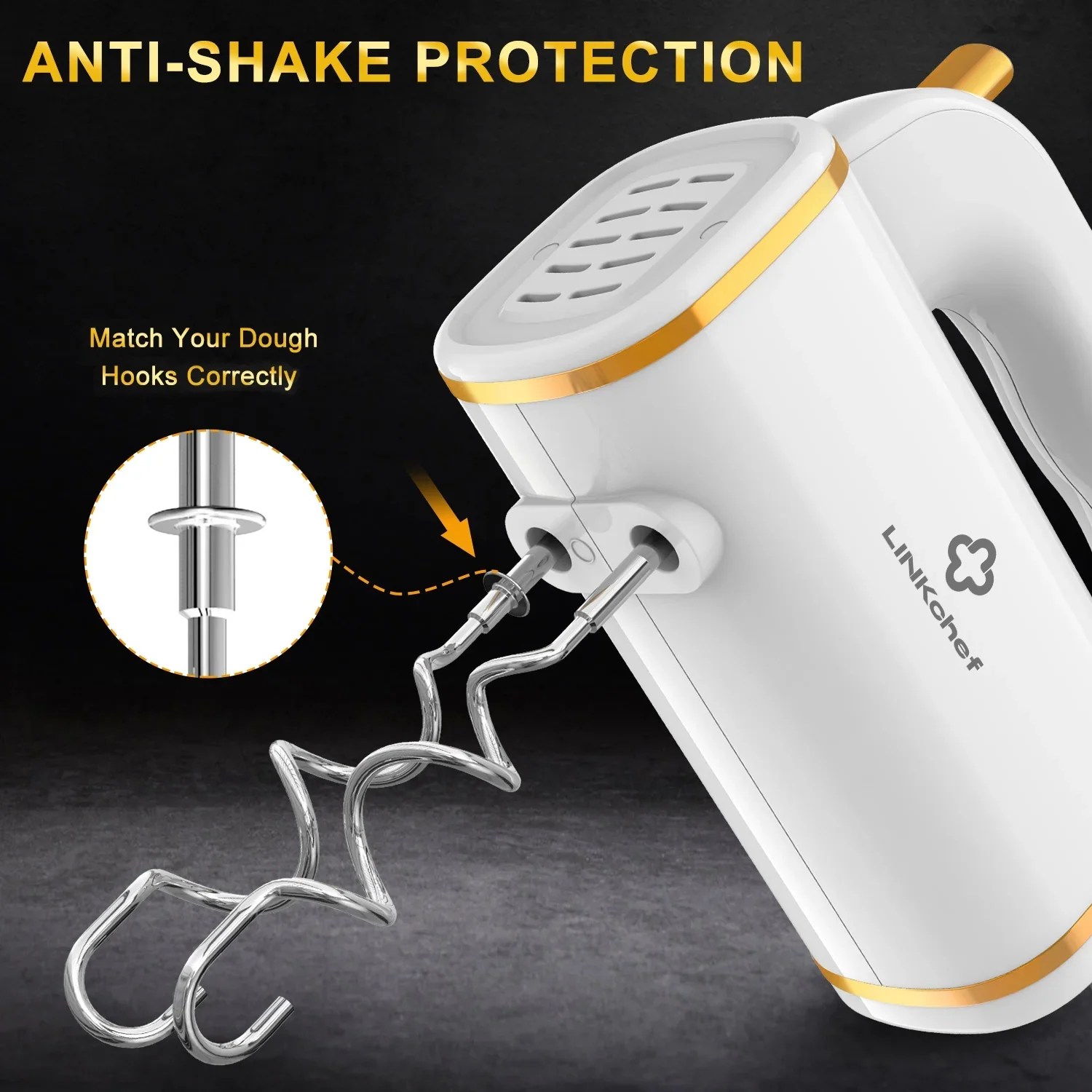 LINKChef Electric Hand Mixer, 5 Speed & Turbo Electric Mixer, Mixers f