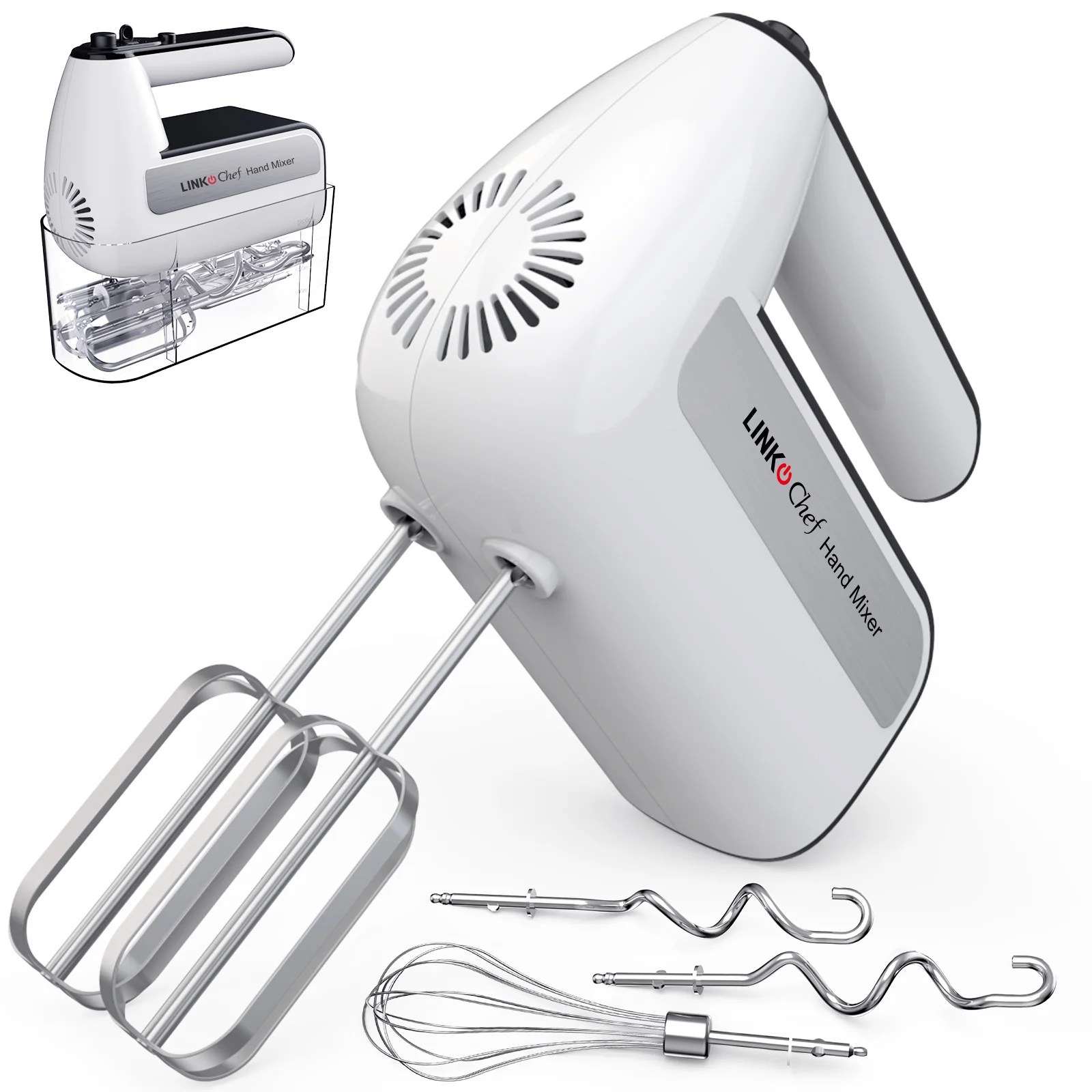 LINK Chef Electric Hand Mixer, 5 Speed & Turbo Electric Mixer with 5 S