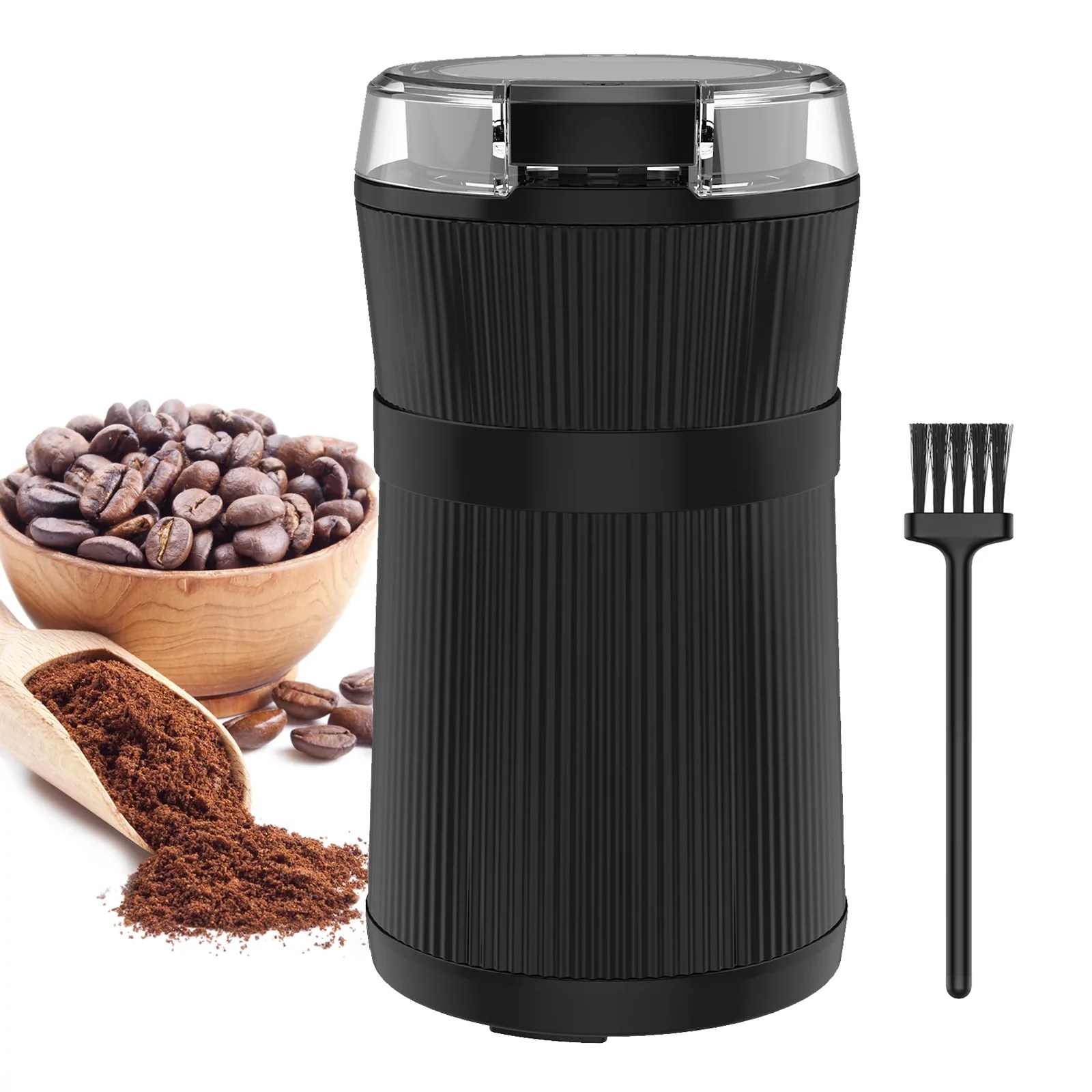 Coffee Grinder with Cleaning Brush, Electric Coffee Grinder, Quiet Spi