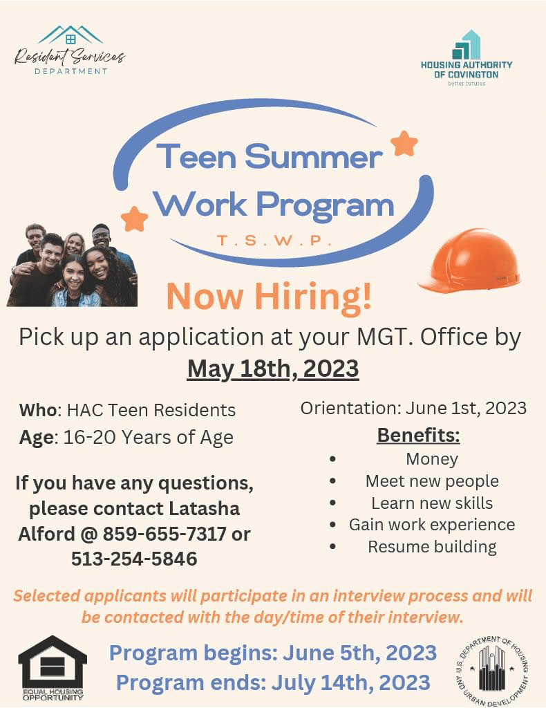 Housing Authority of Covington accepting applications for teen summer