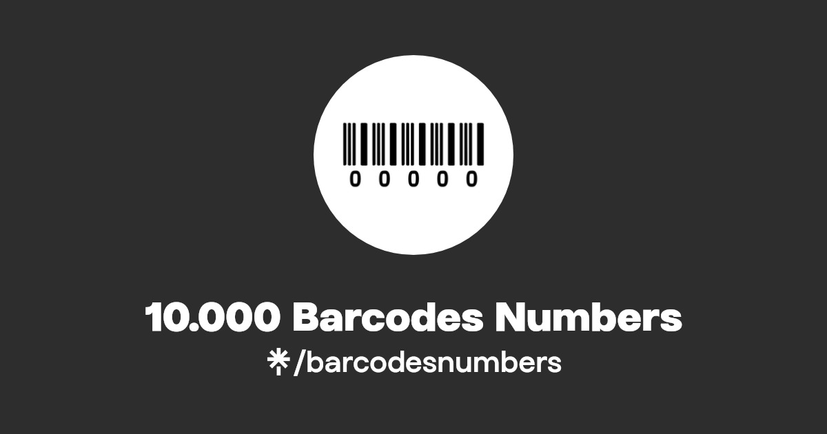 10.000 Barcodes Numbers Twitter, Instagram Linktree
