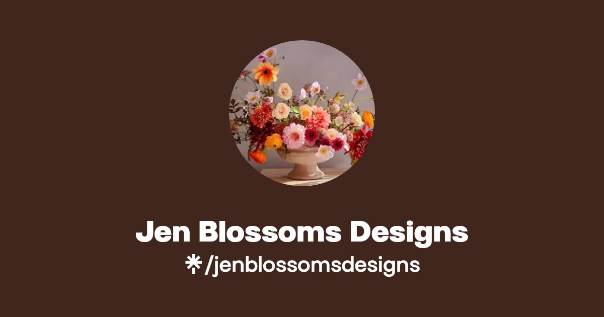 Jen Blossoms Wedding Designs Instagram, Facebook Linktree