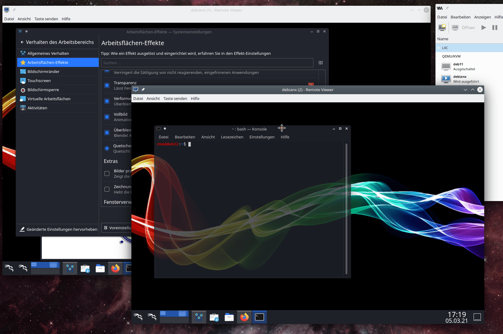 KVM/Qemu VMs with a multiscreen Spice console II local access with