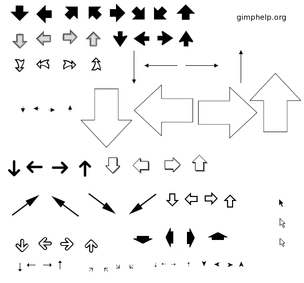 GIMP arrow and cursor brushes (Linux) Download