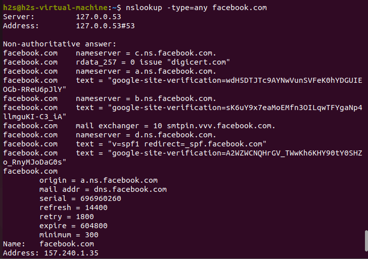 Command to view DNS records for a Domain in Ubuntu Linux