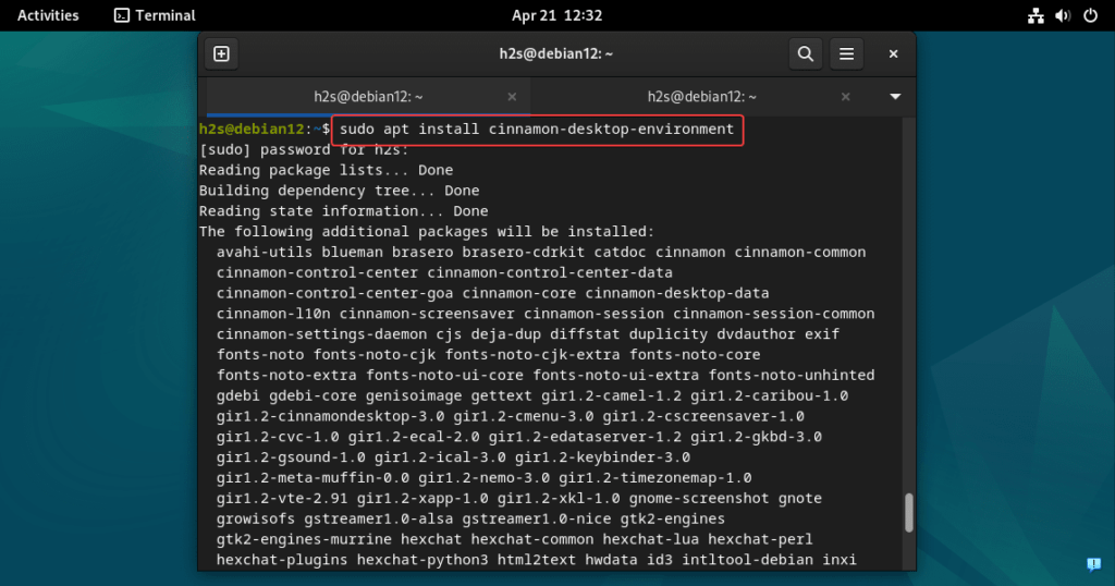 How to install Cinnamon Desktop in Debian 11 or 12 Linux