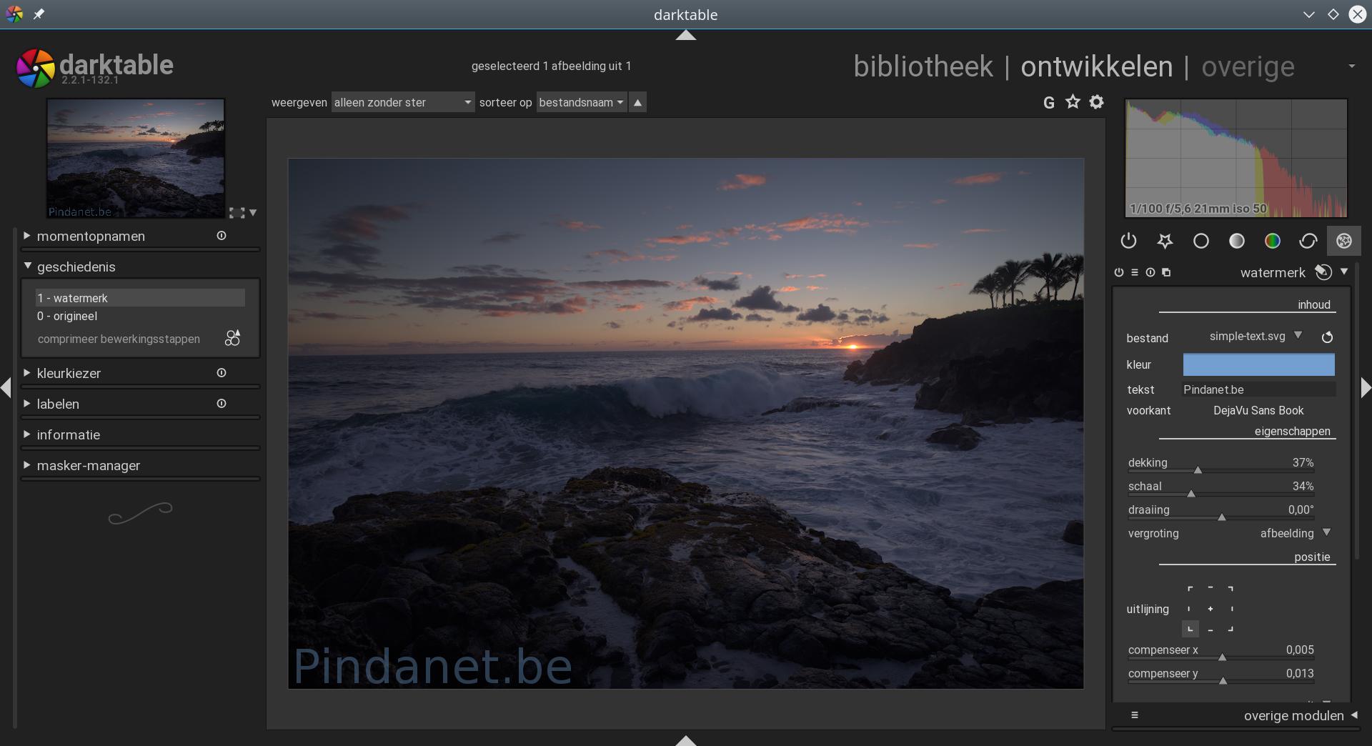 Darktable foto rawontwikkelaar