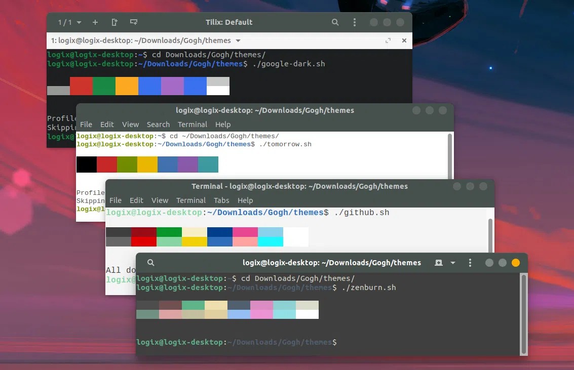 179 Esquemas de cores para o terminal Linux baseado em Gtk (Terminal