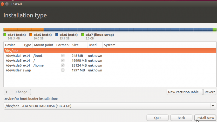 GPT and MBR manual disk partitioning guide for Ubuntu 15.10