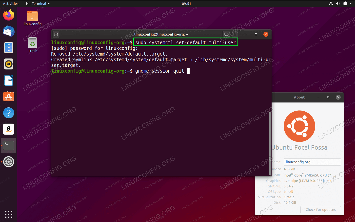 How to disable/enable GUI on boot in Ubuntu 20.04 Focal Fossa Linux