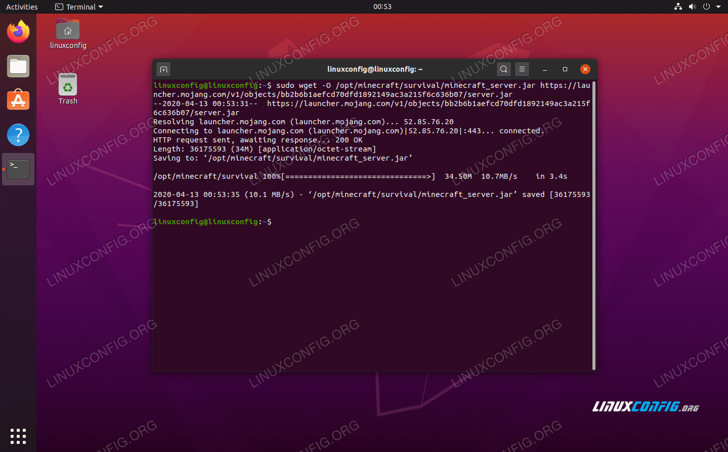 Ubuntu 20 04 Minecraft Server Setup Linuxconfig Org