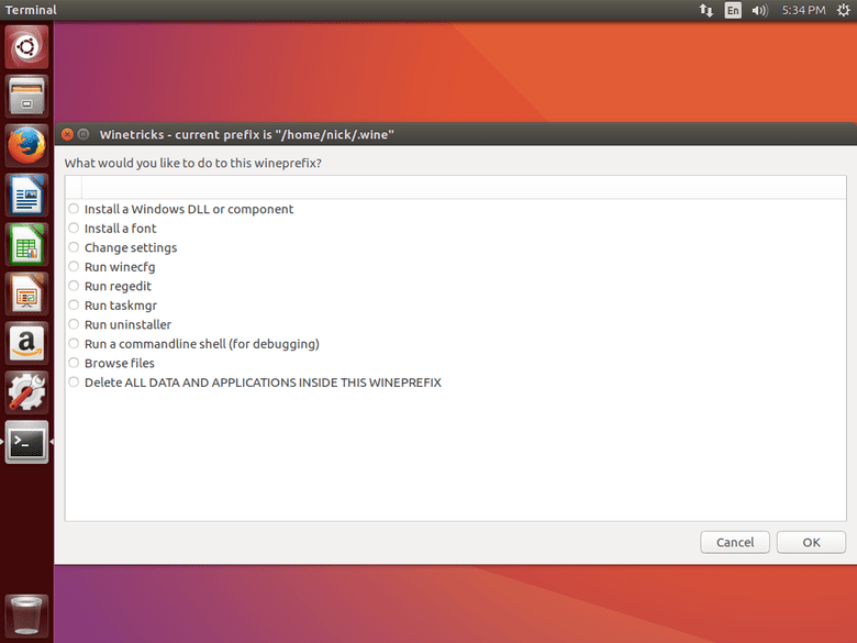 Configuring WINE with