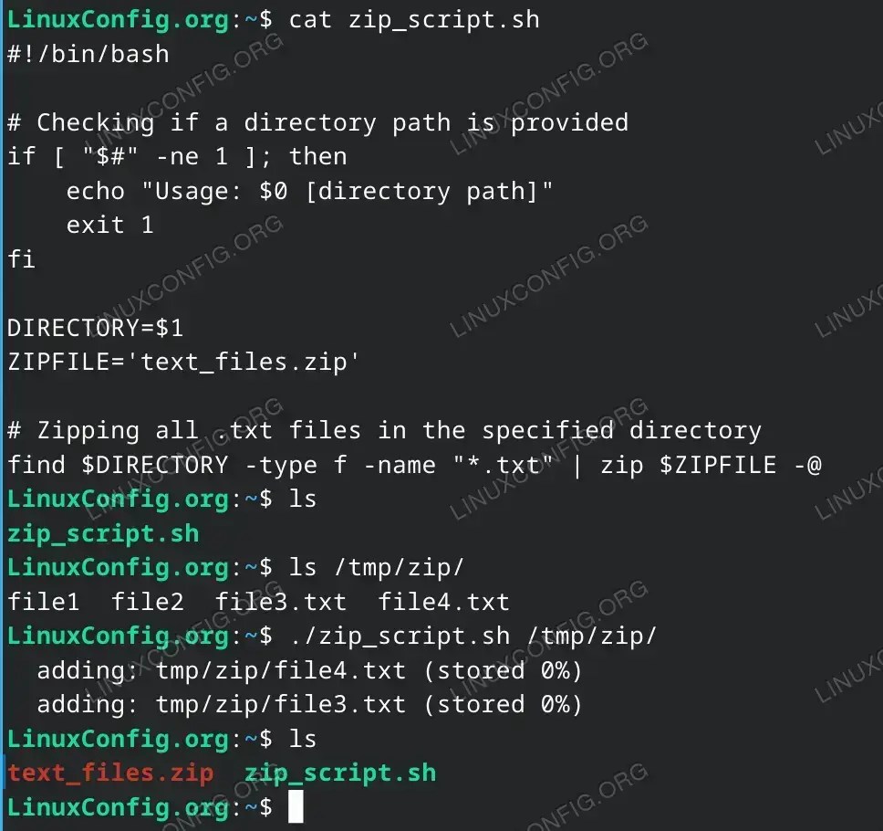Bash Scripting How to Zip All Files in a Directory LinuxConfig