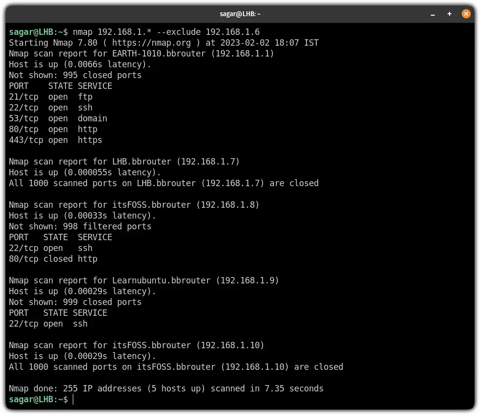 nmap Command Examples in Linux