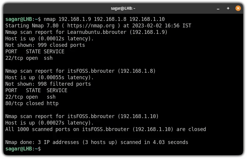 nmap Command Examples in Linux