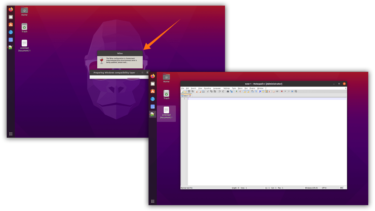 Installing Notepad++ on Ubuntu 20.04, 20.10