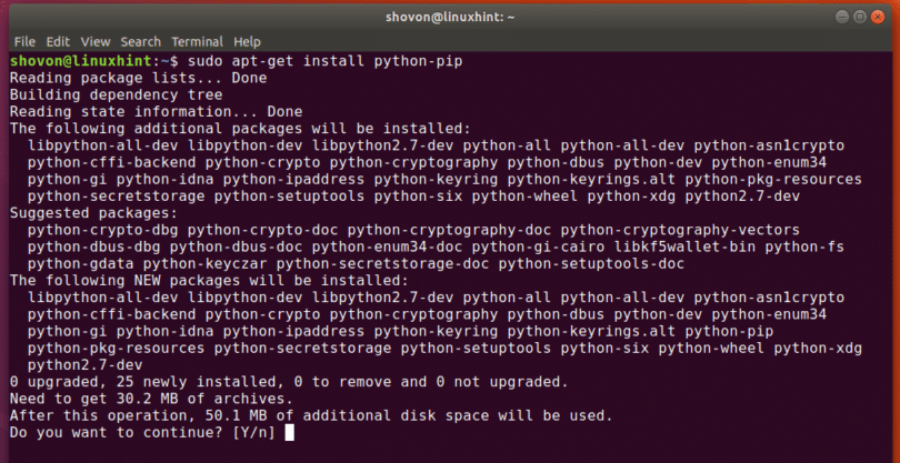 Install PIP on Ubuntu Linux Hint