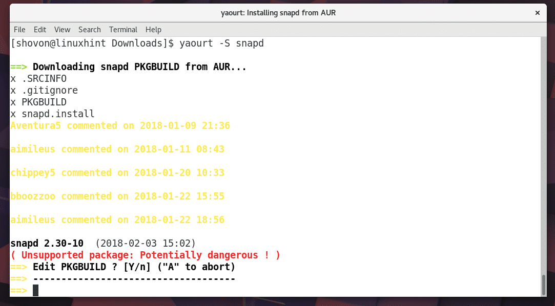 Install Yaourt on Arch Linux IDC