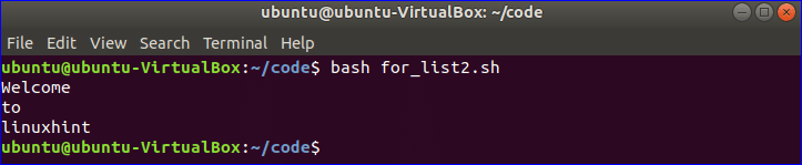 Bash Loop Through a List of Strings Linux Hint