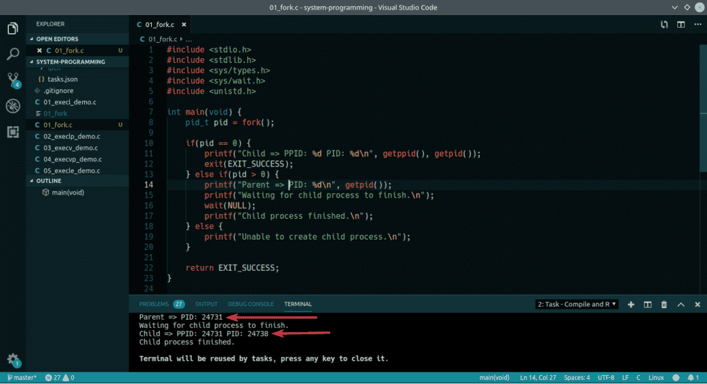 Fork System Call in C Linux Hint