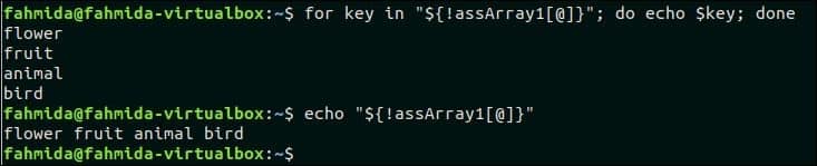 Associative array in Bash Linux Hint