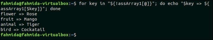 Associative array in Bash Linux Hint