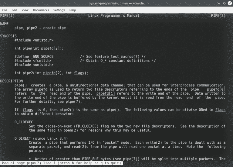 Pipe System Call in C Linux Hint