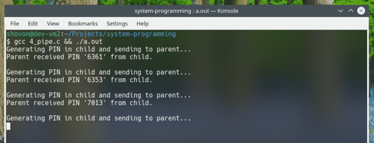 Pipe System Call in C Linux Hint
