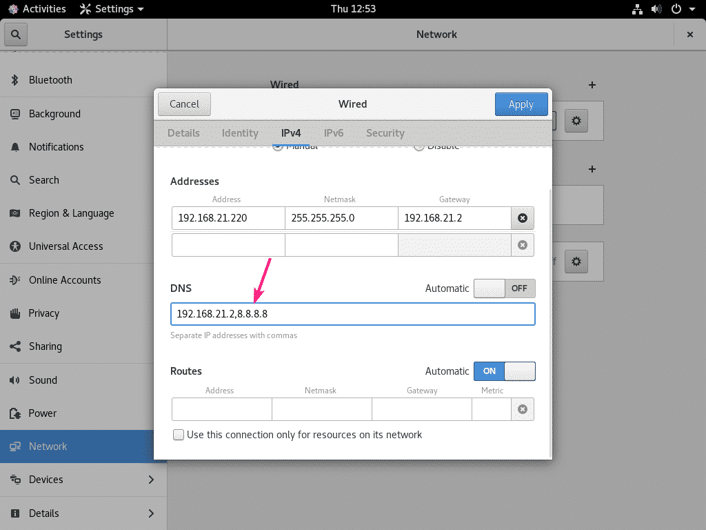 Configuring Static IP on CentOS 8