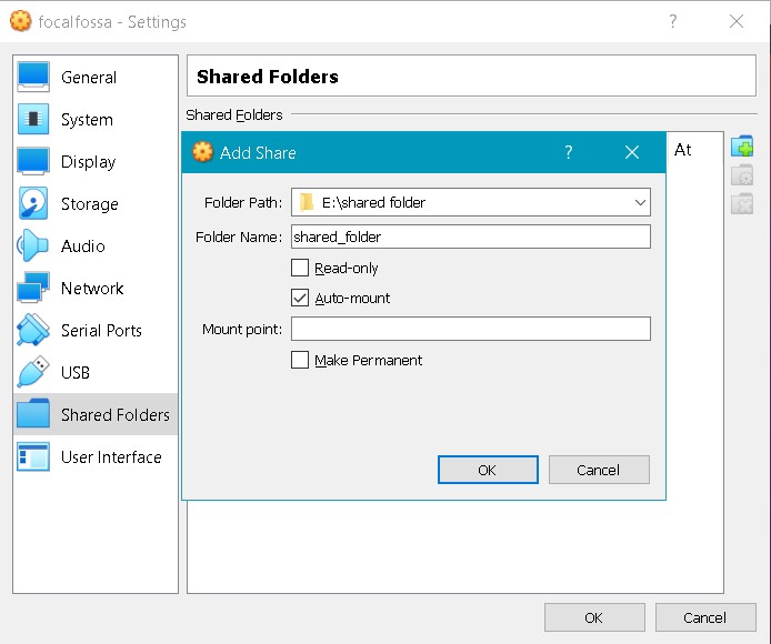 Sharing Folders between Host OS and Guest OS in VirtualBox