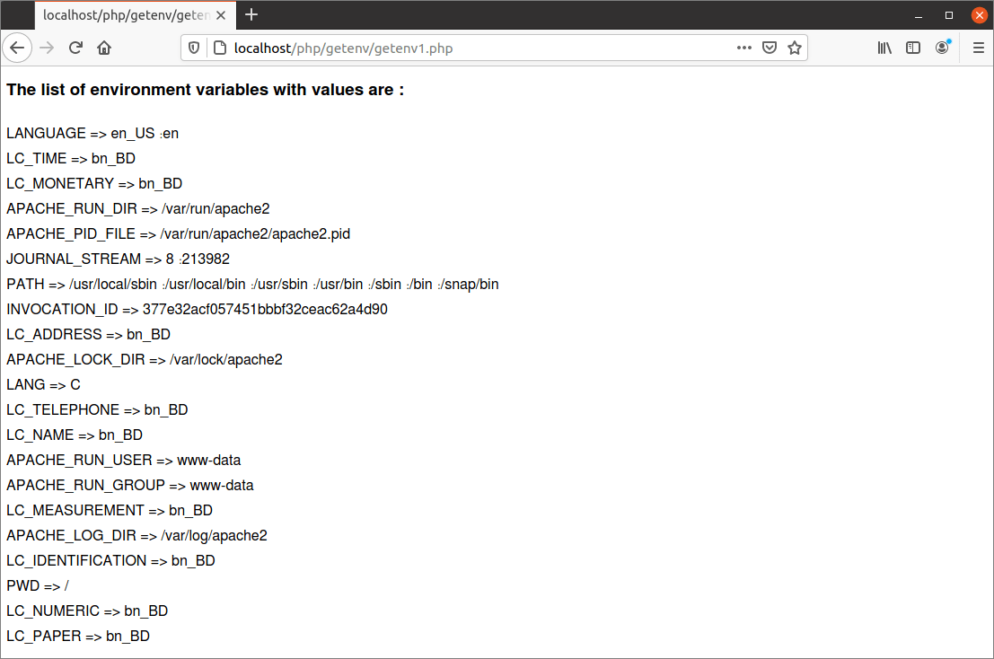Use of getenv() function in PHP