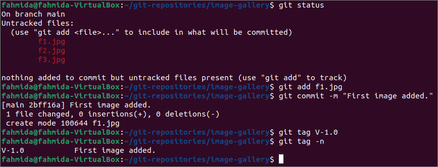 How to add tag specific commit in git