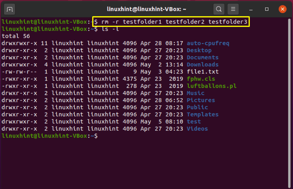 How do I empty a directory in Linux?
