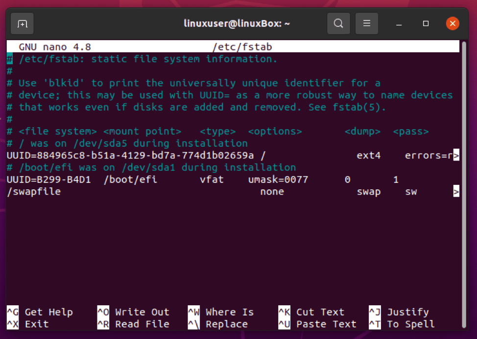 How to Understand an Entry in fstab in Linux