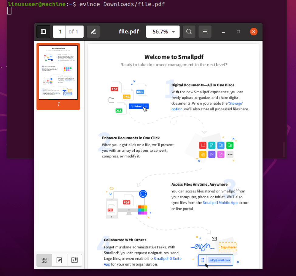 How do I open a PDF in a Linux terminal?