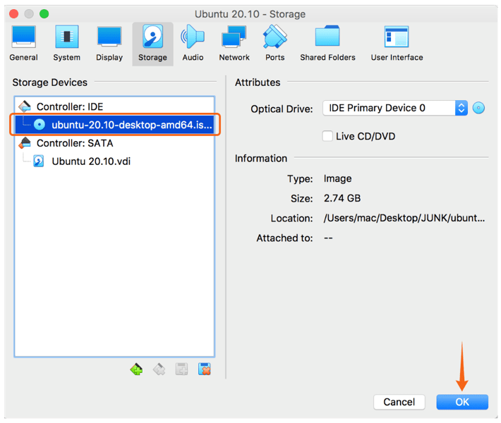 How to use virtualbox select start up disk lunagai