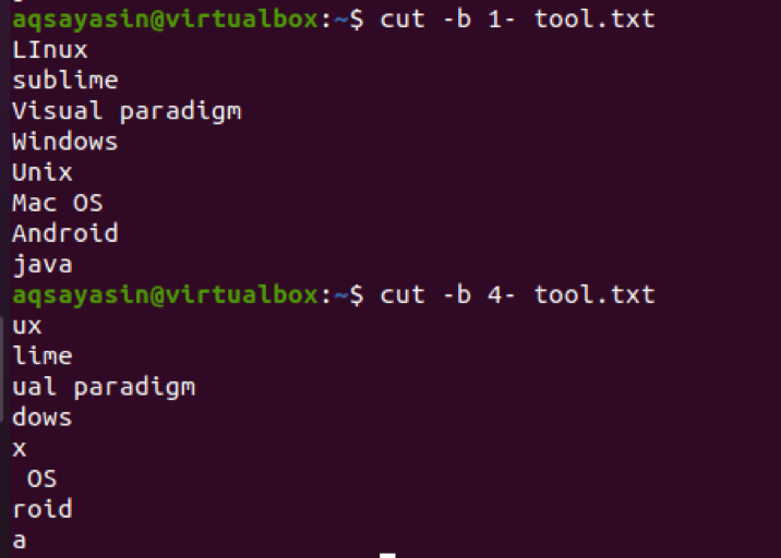 Bash Cut Command with Examples