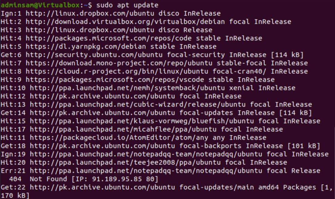 What does the apt update do on Ubuntu and Debian