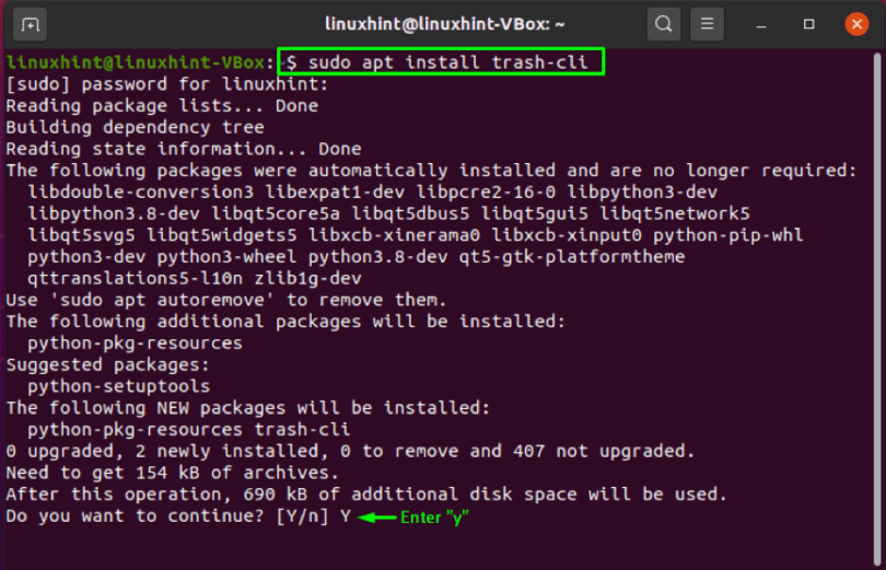 How to empty trash from Ubuntu terminal