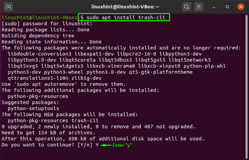 How to empty trash from Ubuntu terminal